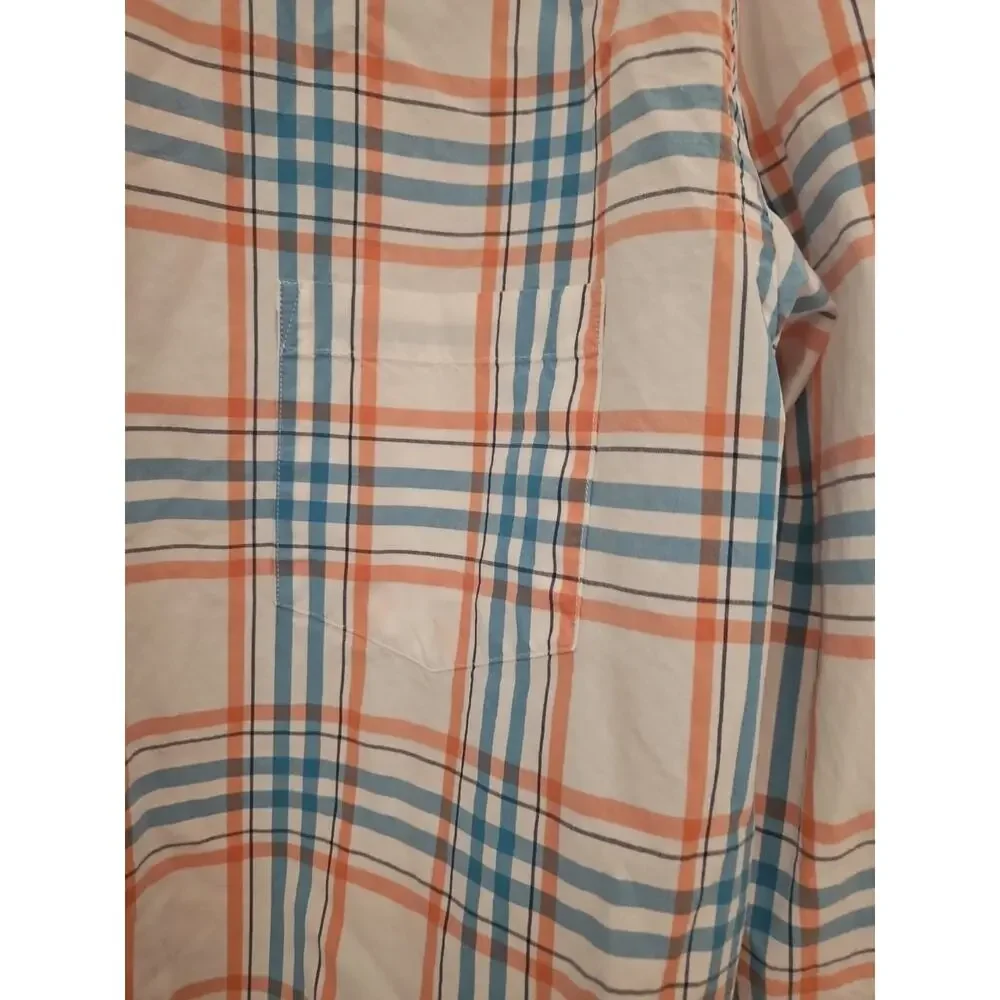 J.Crew Shirt Men's Large Orange Blue Check Button-down Cotton